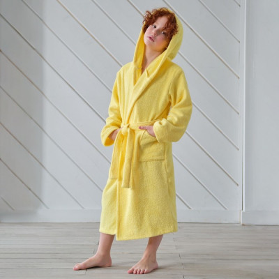 Халат махровый детский Экономь и Я, р-р 30, цвет светло-жёлтый, 320 г/м2, 100% хлопок с AIRO