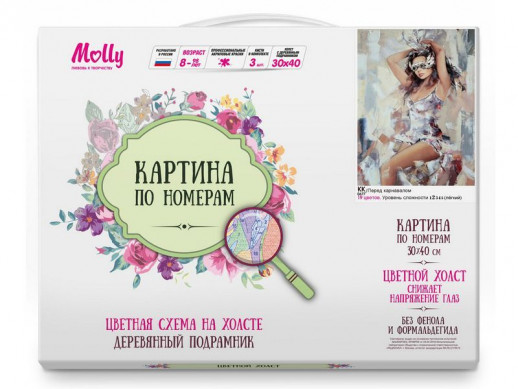 Картина по номерам с цв. схемой на холсте 30х40 ПЕРЕД КАРНАВАЛОМ (19 цветов)