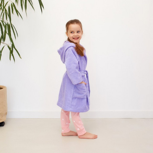Халат махровый детский Экономь и Я, цвет сиреневый, 100% хлопок, 320 г/м2