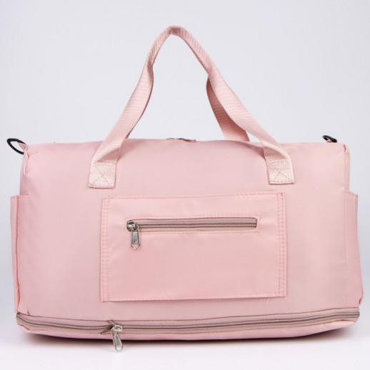 Сумка спортивная на молнии с увеличением, 4 наружных кармана, цвет розовый