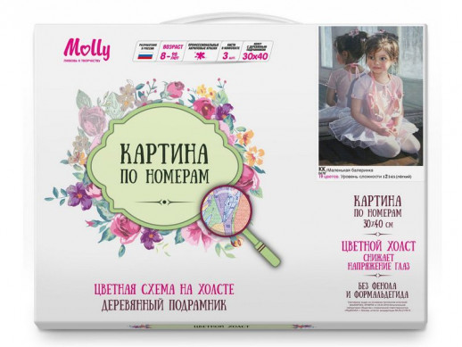 Картина по номерам с цв. схемой на холсте 30х40 МАЛЕНЬКАЯ БАЛЕРИНКА (19 цветов)
