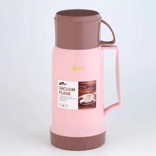 Термос 1 л, со стеклянной колбой, сохраняет тепло 12 ч, с кружкой,  микс