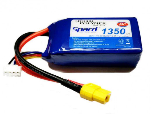 Аккумулятор Li-Po Spard 1350mAh, 11,1V, 45C, XT60