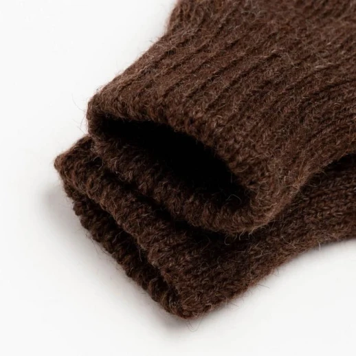 Варежки двойные детские, цвет тёмно-коричневый (9-12 лет)
