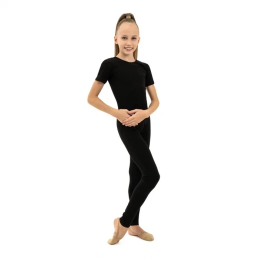 Комбинезон гимнастический Grace Dance, c коротким рукавом, р. 40, цвет чёрный