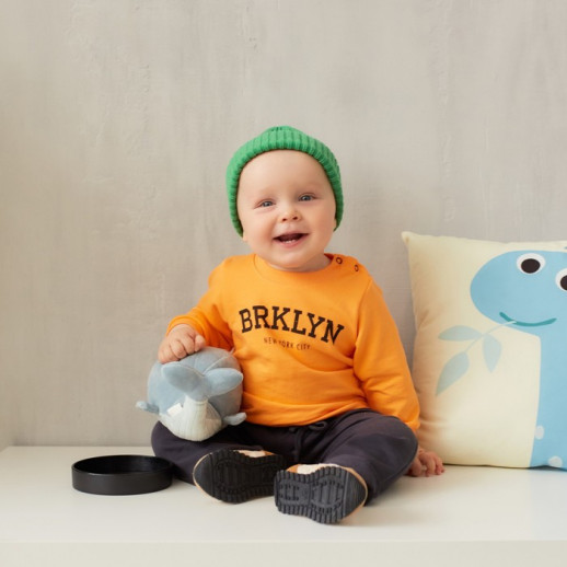 Комплект: джемпер и брюки Крошка Я "NY", цвет оранжевый/чёрный