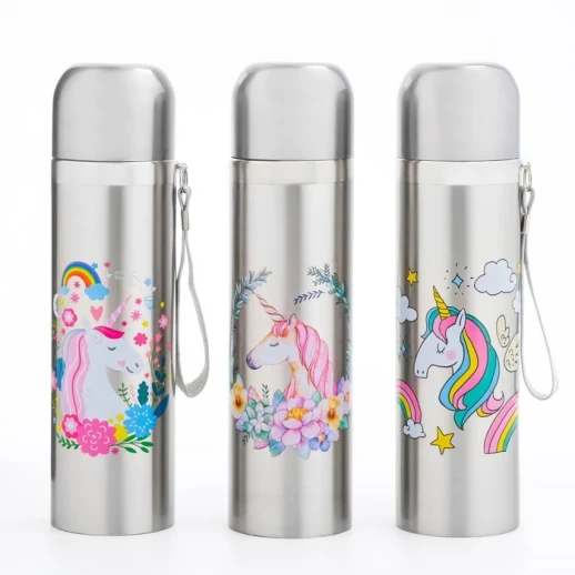 Термос, 500 мл, Гильза "Единорог", сохранят тепло 10 ч, 6.5 х 24 см, микс