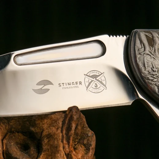 Нож складной Stinger с клипом, 8 см, лезвие - 3Cr13, рукоять - сталь