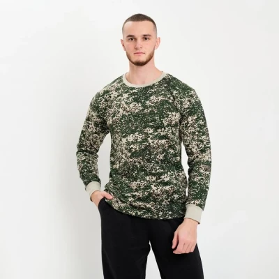 Лонгслив мужской, цвет зелёный камуфляж/пиксель МИКС