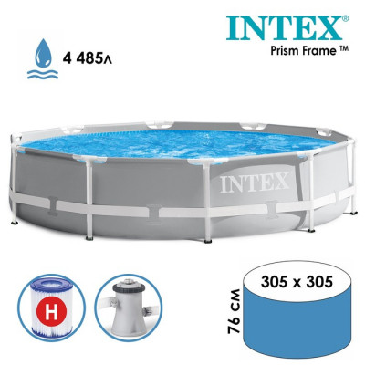 Бассейн каркасный Prism Frame, 305 х 76 см, фильтр-насос, 26702NP INTEX