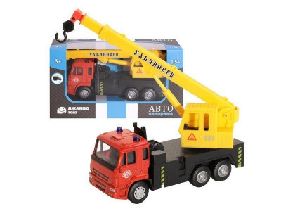 Машина "АВТОПАНОРАМА" "Кран", красный, 1/54, инерция, в/к 16,5*6,4*9 см