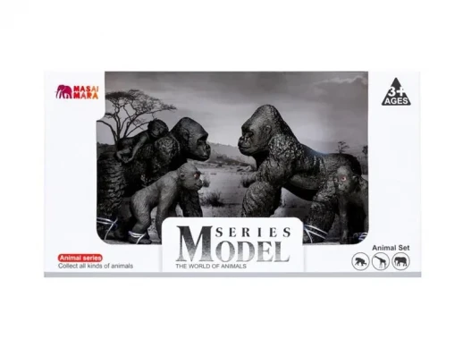 Набор фигурок животных MASAI MARA MM201-003 серии "Мир диких животных": Семья горилл, 4 пр.