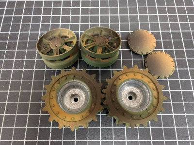 Ведущая звездочка 2 шт и ленивец 2 штуки для танка КВ-1 и КВ-2 (металл)