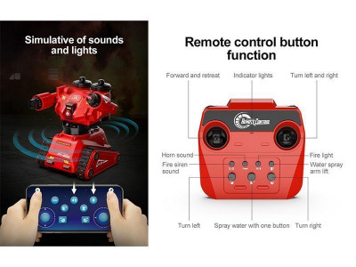 Радиоуправляемый пожарный робот Double Eagle FR-E812, 2.4G, поливает водой, свет RTR