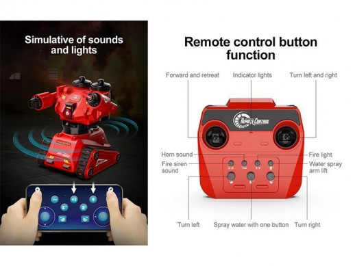 Радиоуправляемый пожарный робот Double Eagle FR-E812, 2.4G, поливает водой, свет RTR