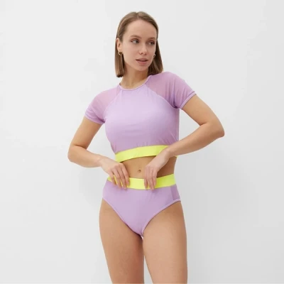 Купальник женский раздельный MINAKU с закрытыми плечами, цвет сиреневый
