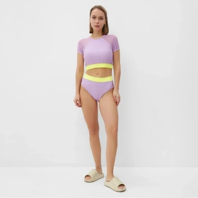 Купальник женский раздельный MINAKU с закрытыми плечами, цвет сиреневый