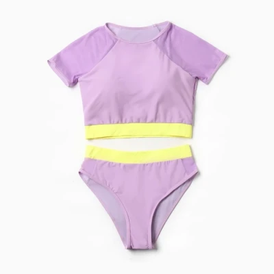 Купальник женский раздельный MINAKU с закрытыми плечами, цвет сиреневый