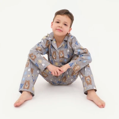 Пижама детская (рубашка, брюки) KAFTAN "Мишки", р. 98-104, бежевый