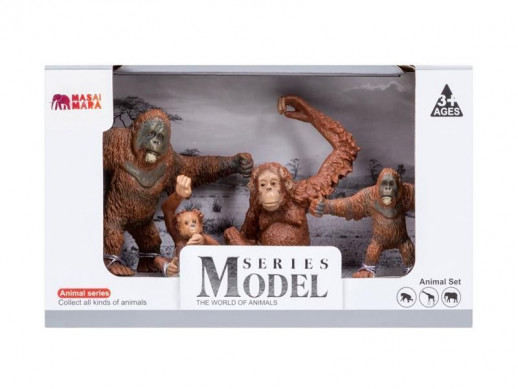 Набор фигурок животных MASAI MARA MM201-005 серии "Мир диких животных": Семья орангутангов, 4 пр.