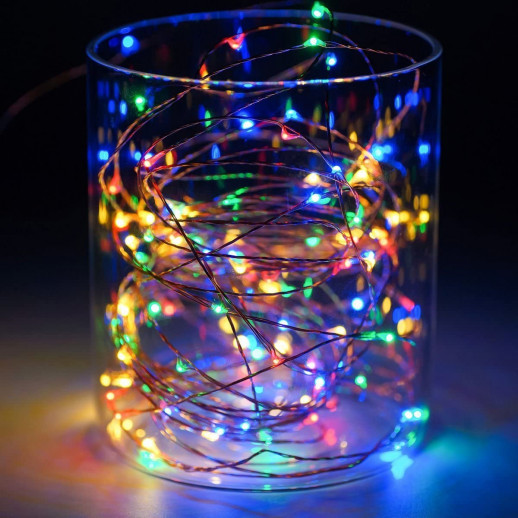 Гирлянда Гирлянда 50LED 3АА, 8 режимов, 10 м, медь, разноцветная