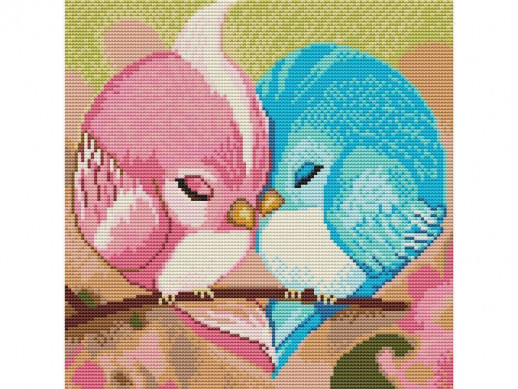 Картина мозаикой 30х30 ПТИЦЫ НЕРАЗЛУЧНИКИ (квадрат) (20 цветов)