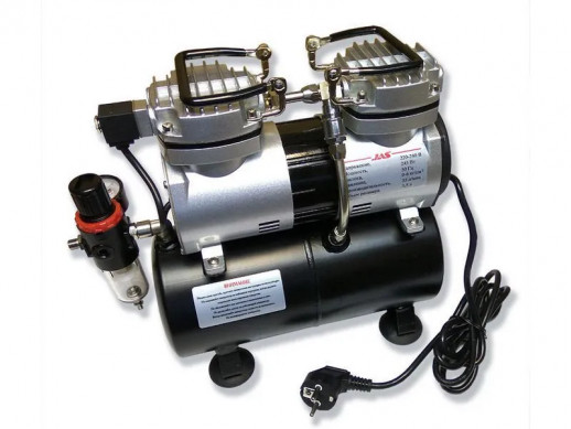 Компрессор JAS 1206, с регулятором давления, автоматика, два режима работы, ресивер, два цилиндра
