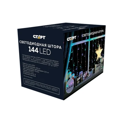 Гирлянда Гирлянда 144LED 220V, 8 режимов, 1,5х1,5м, занавес, разноцветная