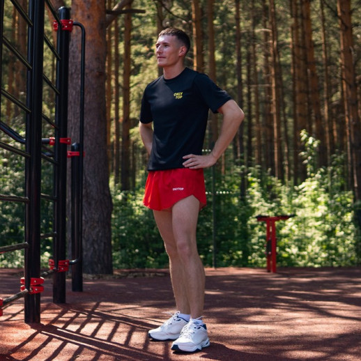 Шорты короткие беговые ONLYTOP, с подтрусниками, red, р. 50