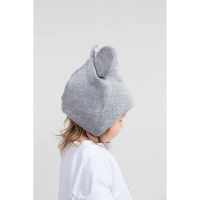 Шапка для девочки, цвет серый меланж