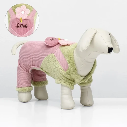 Комбинезон "Love" (ДС 35 см, ОГ 45 см, ОШ 35 см), зелёный/розовый
