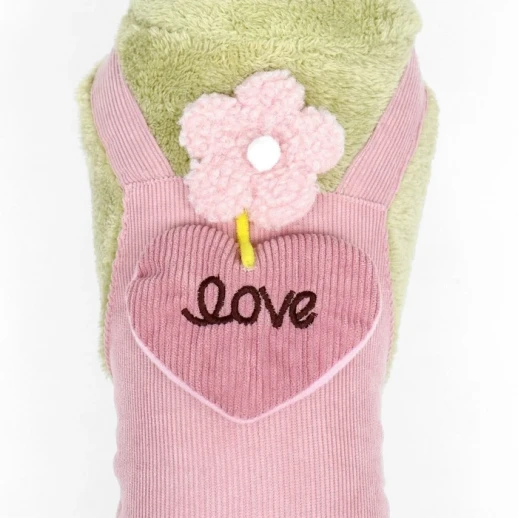Комбинезон "Love" (ДС 35 см, ОГ 45 см, ОШ 35 см), зелёный/розовый