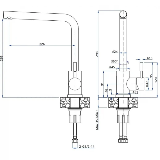 Смеситель GRANFEST GranFest GF-Z-5411 gray