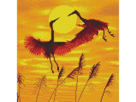 Картина мозаикой 30х30 ТАНЕЦ ЖУРАВЛЕЙ (квадрат) (14 цветов)