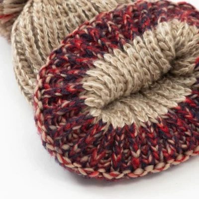 Шапка MINAKU вязаная с помпоном и подворотом, цвет розовый, размер 52-54