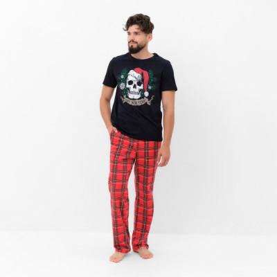 Пижама новогодняя мужская KAFTAN "Череп", цвет чёрный