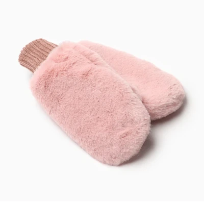 Варежки для девочки двойные, розовый/микс