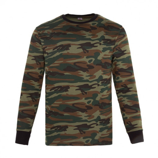 Лонгслив мужской с начёсом, цвет МИКС камуфляж коричнево-зелёный