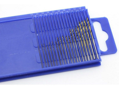 Мини-сверла, диаметр 0,3 - 1,6 мм, набор, 20 шт., HSS 4241, нитрид-титановое покрытие, шт