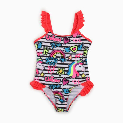 Купальник слитный для девочки, цвет коралловый