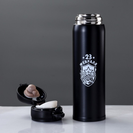 Термос, 420 мл, Топ "Мастер К. 23 Февраля", сохраняет тепло 8 ч, 7 х 26 см