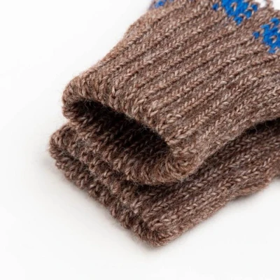Варежки двойные детские, цвет тёмно-коричневый (6-9 лет)