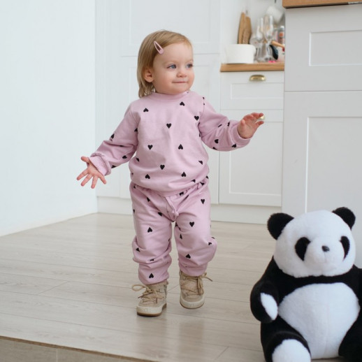 Костюм: толстовка и брюки Крошка Я "Сердечки", розовый