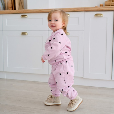 Костюм: толстовка и брюки Крошка Я "Сердечки", розовый