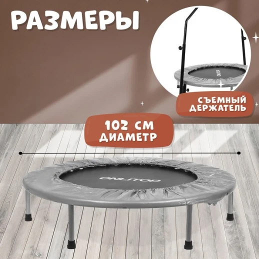 Батут детский ONLITOP, d=102 см, с держателем, цвет серый