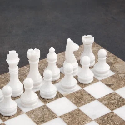 Шахматы «Элит», серый/белый,  доска 40х40 см, оникс