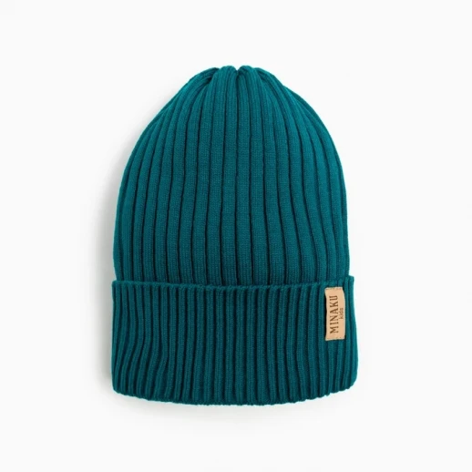 Шапка детская MINAKU с отворотом р-р 52-56, цв.бирюзовый
