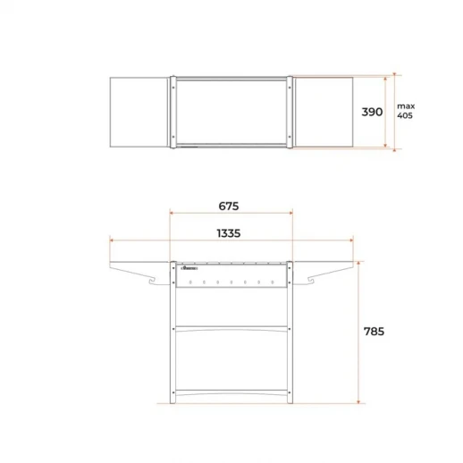Мангал "Family Standart FS2000" 133,2 х 39,4 х 77,4 см, 2 мм, боковые столики, полка