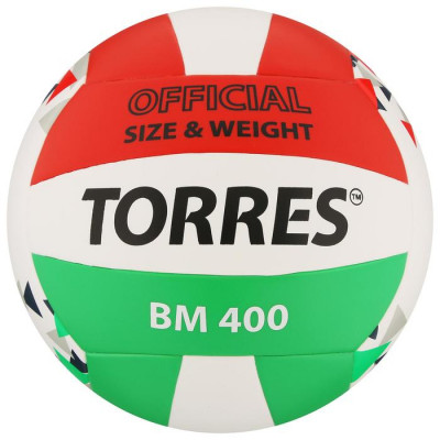 Мяч волейбольный TORRES BM400, TPU, клееный, 18 панелей, р. 5