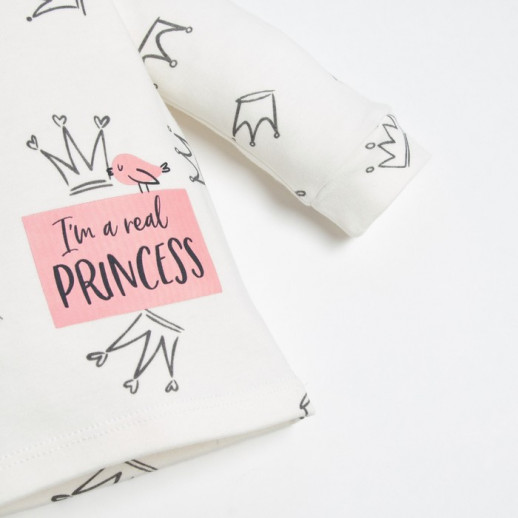 Комплект: джемпер и брюки Крошка Я "Princess", цвет бежевый/розовый